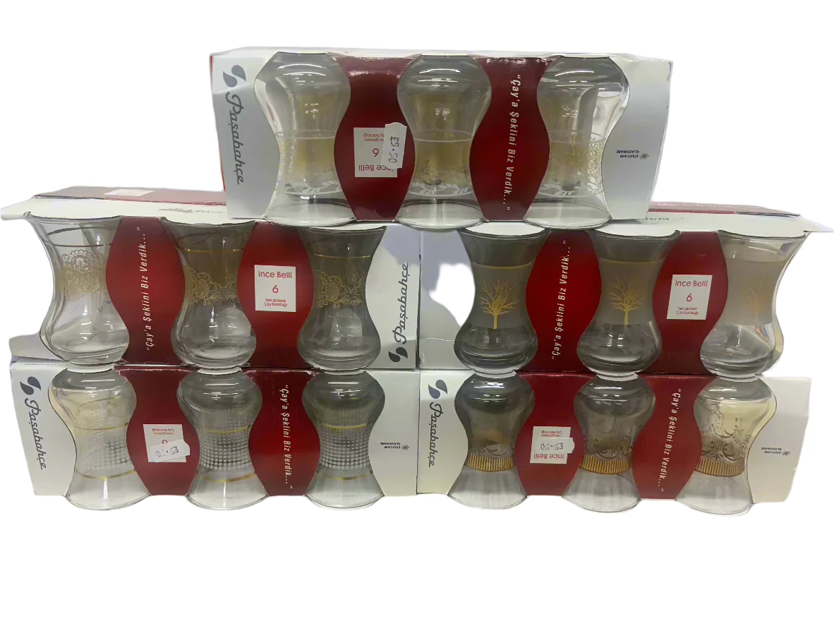 Glass Teacup Set-(Set of 6)