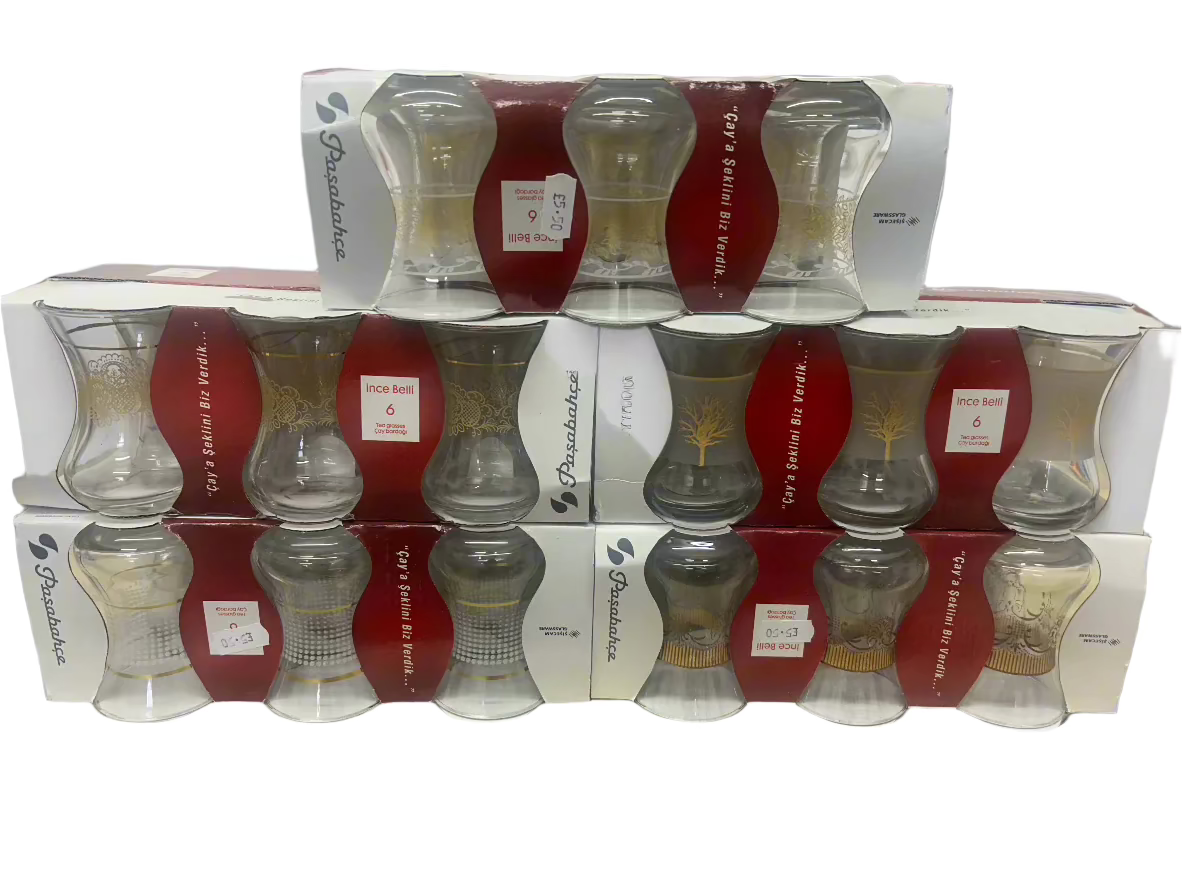 Glass Teacup Set-(Set of 6)