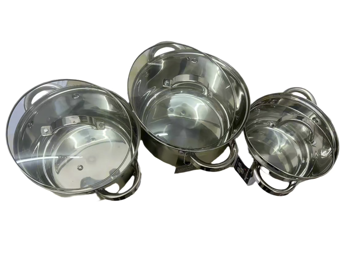 Stainless Steel VICALINA Pot -5 LAYERS BOTTOM-(SET OF 3)-18CM/20CM/22CM