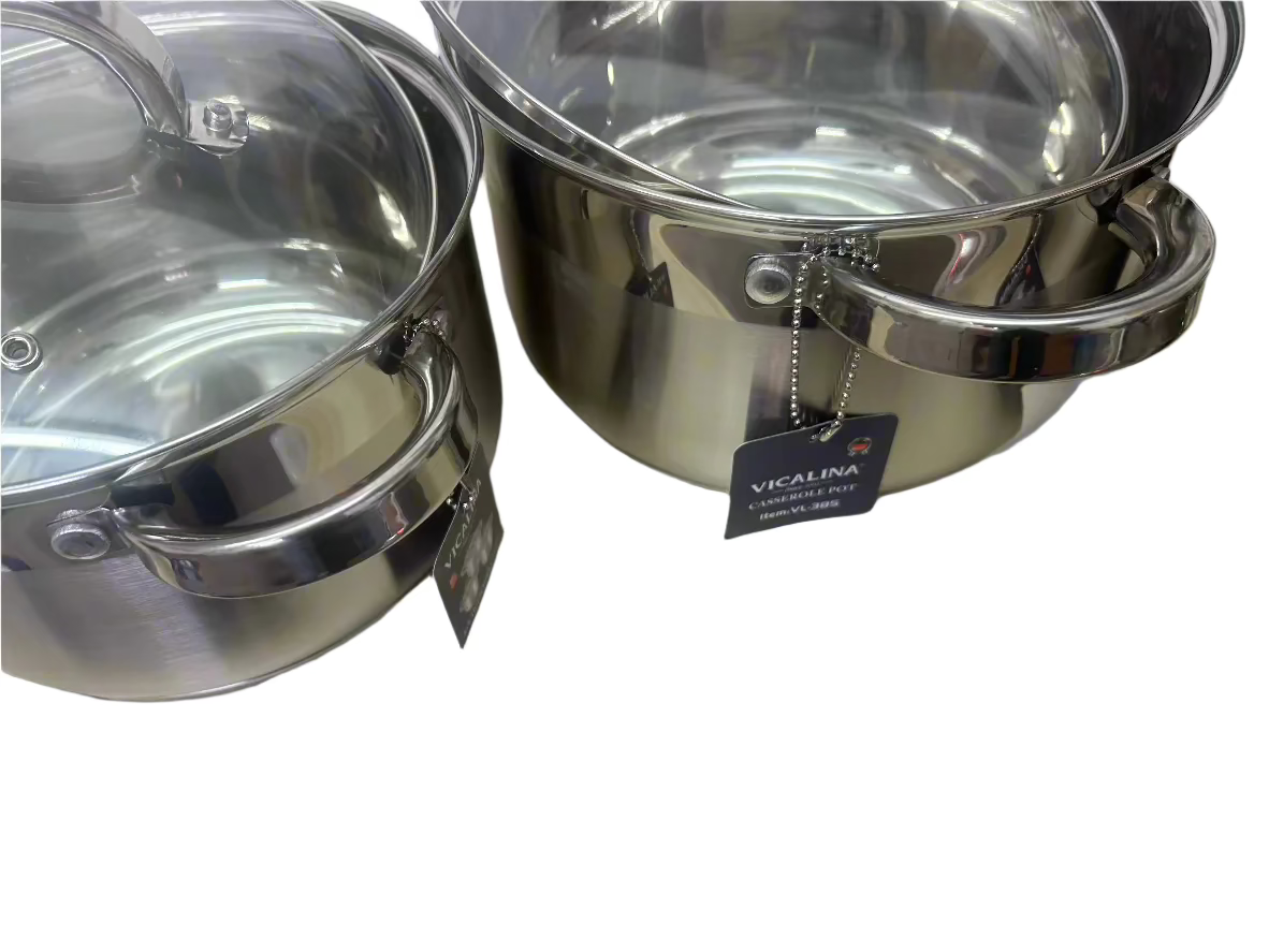 Stainless Steel VICALINA Pot -5 LAYERS BOTTOM-(SET OF 3)-18CM/20CM/22CM
